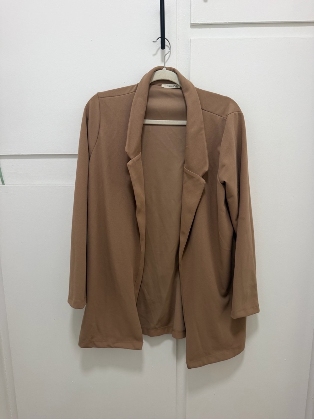 Timing Women's Camel Open-Front Blazer Jacket
